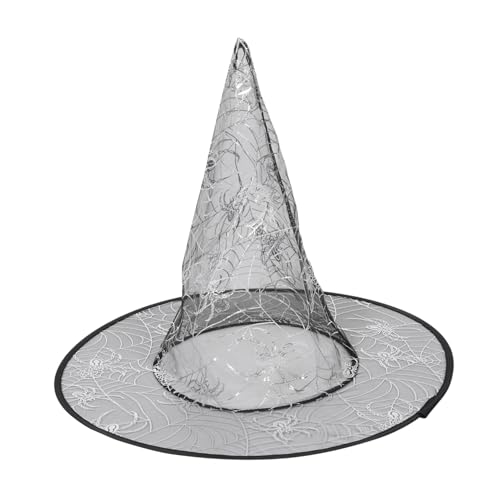 Homoyoyo Halloween-Dekorationsparty Halloween-Hüte für Frauen Zaubererhut Hexenhut Halloweenkostüm Halloween -Zubehör Halloween -Dekorationen Gittergewebe Silver von Homoyoyo