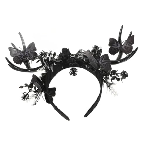 Homoyoyo Halloween Geweih Haarreif für Erwachsene Langlebiges Material Einzigartiges Halloween Party Zubehör Bequemes Design als für Damen und Mädchen von Homoyoyo