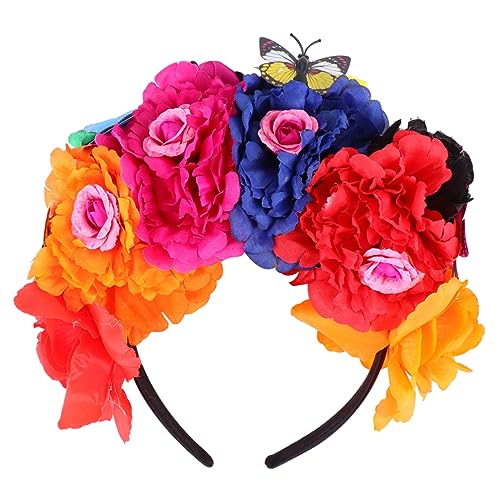 Homoyoyo Halloween Haarschmuck Peony Haarkranz mit Schmetterlingen Stirnband für für Halloween Feiern Kostümpartys und Rollenspiele Rot Orange Blau von Homoyoyo