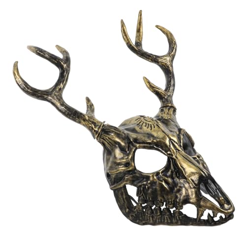 Homoyoyo Halloween Horned Deer Mask Cosplay Prop Einzigartiges Tierkopf Design Auffällige Antler Maske für Erwachsene Gruseliges Kostümaccessoire für Halloween Party Role Playing von Homoyoyo