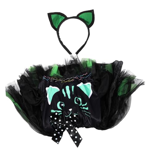 Homoyoyo Halloween Katzenkostüm für Mädchen Kreatives Schwarzes Cat Dress mit Kopfband Bequemes Material für Party Cosplay Tanz und Bühnenauftritte von Homoyoyo