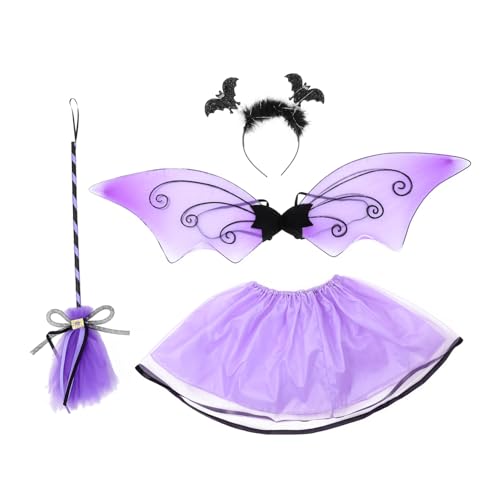 Homoyoyo Halloween Kostüm Mädchen Fledermaus Flügel Tüllrock Teilig mit Haarreif für Leichtes Atmungsaktives Material Karneval Party Fasching von Homoyoyo