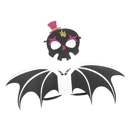 Homoyoyo Halloween Kostüm Set Teufel Maske mit Elastischem Hornband und Skelettflügeln Schwarzes Cosplay Zubehör für Party Karneval Schulaufführung und Themenfeste Jahre von Homoyoyo