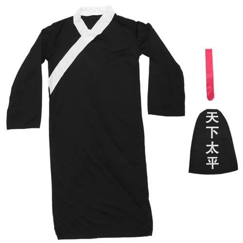 Homoyoyo Halloween Kostüm für Damen und Herren Chinesisches Impermanence Ghost Outfit Klassische Schwarz Weiße Geisterverkleidung Einheitsgröße Bequemes Material Gruseliges Halloween von Homoyoyo
