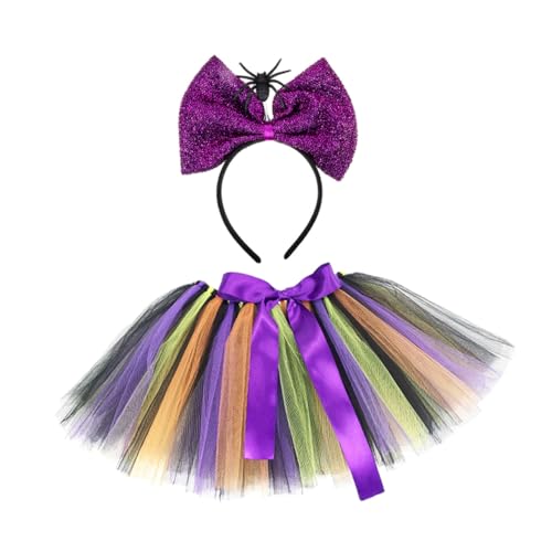 Homoyoyo Halloween Mädchen Tutu Set Teilig Elastischer Regenbogen Spinnenrock mit Passendem Haarreif für Karneval Cosplay Maskerade und Party Homoyoyo Halloween Mädchen Tutu Set Teilig Elastischer Regenbogen Spinnenrock mit Passendem Haarreif für Karneval Cosplay Maskerade und Party von Homoyoyo