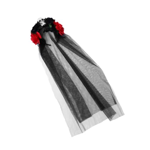 Homoyoyo Halloween Skull Haarreif Mit Schleier Und Blumen Für Kostümpartys Und Karneval Gruselige Kopfbedeckung Für Mädchen Und Unisex Halloween Accessoire von Homoyoyo