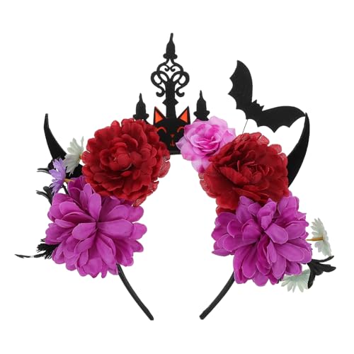 Homoyoyo Halloween-Stirnband Stirnband mit Teufelshörnern Dämon Haarreifen Halloween-Cosplay-Foto-Stütze Halloween-Cosplay-Kopfbedeckungen Halloween-Haarreifen Hörner Haarband Stoff Violett von Homoyoyo
