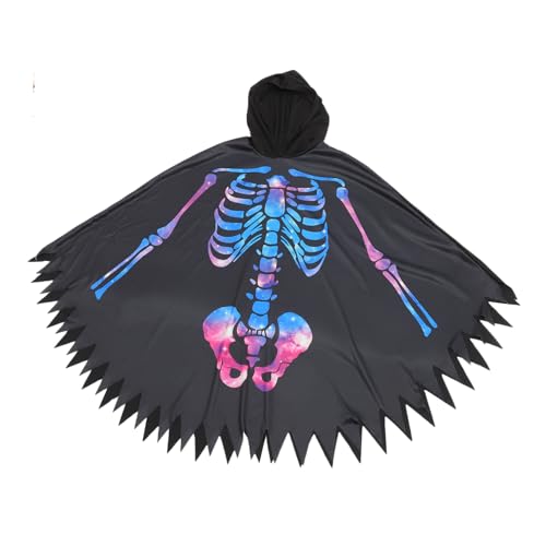 Homoyoyo Halloween Umhang mit Skelettmuster Karneval Cape Prop für Herren und Damen Gruseliges Halloween Kostümzubehör für Masquerade Cosplay und Party Einheitsgröße von Homoyoyo