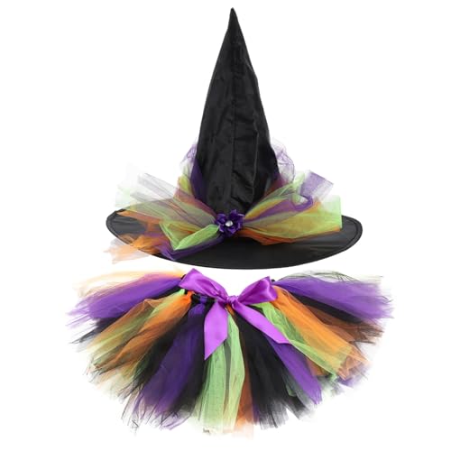 Homoyoyo Hexen Kostüm mit Hut und Umhang Halloween Festliche Rock Verkleidung für Mädchen Komfortables Strapazierfähiges Material für Karneval Themenparty und Bühnenauftritte von Homoyoyo