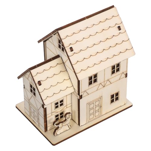 Homoyoyo Holzhaus Bausatz LED Beleuchtet DIY Miniatur Villa Puzzle zum Bemalen Unfertiges Holzmodell für Erwachsene Innovatives Stem Bastelset für Familien und Dekoration von Homoyoyo