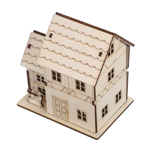 Homoyoyo Holzpuzzle Miniaturhaus Bausatz mit LED Beleuchtung DIY Kreativ aus Robustem Holz Unfertiges Modell für Erwachsene und Pädagogisches Stem Bastelprojekt von Homoyoyo