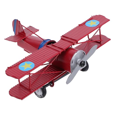 Homoyoyo Iron Biplane Modell Retro Flugzeug Dekoration Eisen Kinderspielzeug Fotorequisiten für Home Decor Verarbeitet und Langlebig Stilvollem Rot von Homoyoyo
