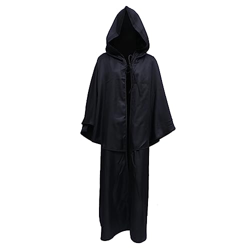 Homoyoyo Kapuzenumhang Dämonenumhänge Für Frauen Erwachsene Halloween Capes Plüsch Hoodie Cosplay Kostüm Robe Schwarz Polyester von Homoyoyo