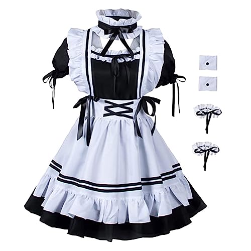 Homoyoyo Kreativer Halloween Maid Anzug Cosplay Kostüm Mit Kleid Schürze Und Arm Sowie Fußbändern Für Kleidung Für Halloweenpartys Und Kostüme von Homoyoyo
