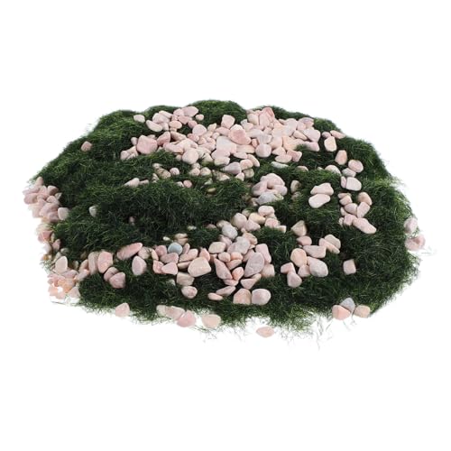 Homoyoyo Künstliche Grasmatte mit Gras Pulver und für Modelleisenbahnen und Feengärten Miniaturlandschafts Kit Dunkelgrün Gras Pulver Steine von Homoyoyo