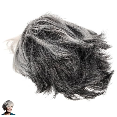 Homoyoyo Kurzhaar Perücke Damen Weißer Farbverlauf Synthetische Old Lady Cosplay Perücke Realistisches Kostümzubehör für Party Verkleidung und Alltag Multifunktionale Damenperücke Homoyoyo Kurzhaar Perücke Damen Weißer Farbverlauf Synthetische Old Lady Cosplay Perücke Realistisches Kostümzubehör für Party Verkleidung und Alltag Multifunktionale Damenperücke von Homoyoyo