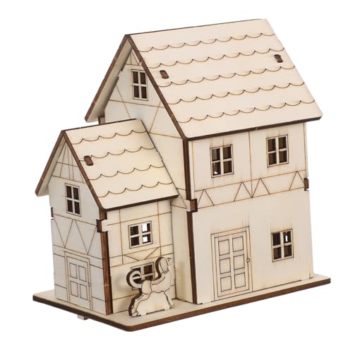 Homoyoyo LED Holzhaus Bausatz Miniatur Villa Modellbausatz mit LED Licht DIY Holzpuzzle Holzkit für Erwachsene von Homoyoyo