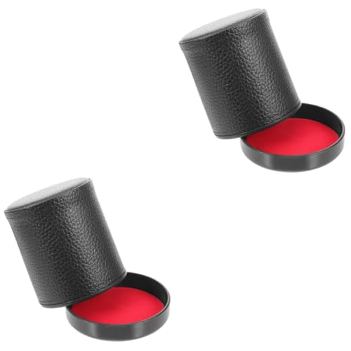Homoyoyo Leder Würfelbecher Set Mit Deckel – Geräuschloser Shaker Für Brettspiele - Ideal Für Farkle Und Familienabende – Vintage Design - Tragbar Und Stilvoll Mit Rotem Innenfutter von Homoyoyo