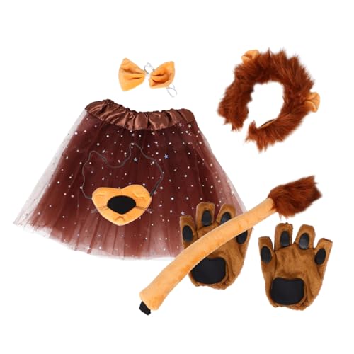 Homoyoyo Löwenkostüm Set Teiliges Set mit Realistischem Stirnband Rock und Weiches Langlebiges Material Komfortables Tierkostüm für Halloween und Cosplay Partys von Homoyoyo