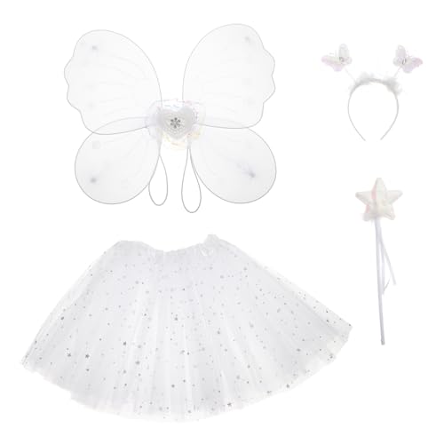 Homoyoyo Mädchen Feen Kostüm Set mit Schmetterlingsflügeln und Tüllrock Leichter Bequemer Party Dress Up für Geburtstag Tanz und Aufführung Atmungsaktives Material Bezauberndes Design von Homoyoyo