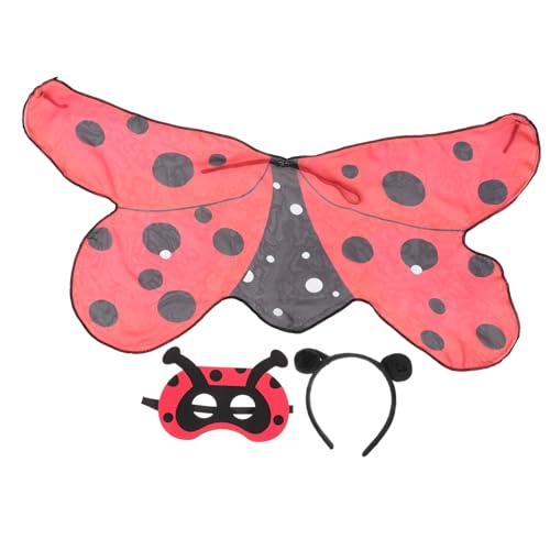 Homoyoyo Marienkäfer Kostüm Halloween Kostüm Zubehör mit Flügeln Haarreif und Maske Hautfreundlich für Karneval Bühnenauftritte und Partygeschenke von Homoyoyo
