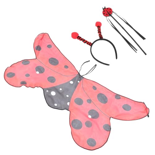 Homoyoyo Marienkäfer Kostüm Set Leichtes Cosplay Zubehör mit Flügeln und Haarreif Langlebig und Tragbar Halloween Party Tierkostüm für Mädchen und Karneval von Homoyoyo