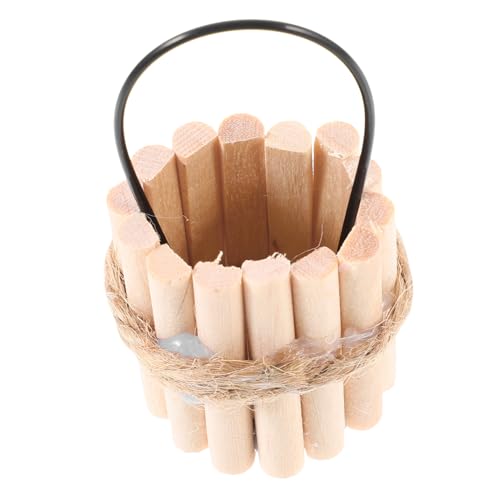 Homoyoyo Mini -simulierter Holzwassereimer Realistisch Zubehör Für Dollhouse Dekorationen Miniatur-Eimer-Ornament Kleine Puppenstubenmöbel Holzfass Requisite Mini von Homoyoyo