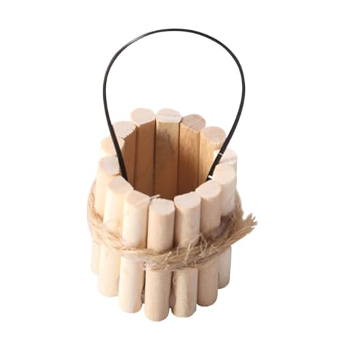 Homoyoyo Miniatur Holz Eimer Miniatur Szene Dekoration Puppenhaus Wasser Eimer Modell Holzhandwerk für Garten Weihnachtsdeko DIY Zubehör von Homoyoyo