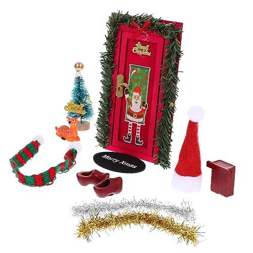 Homoyoyo Miniatur Puppenhaus Tür DIY Weihnachtsdeko Miniatur Möbel Ornament Einfach Montierbar Vielseitig Kombinierbar für Puppenhaus Szenen und Xmas Themenmodelle von Homoyoyo