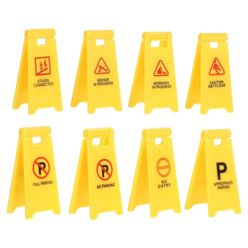 Homoyoyo Miniatur-Schild „Nasser Boden“ 8 Stück Miniatur-Vorsicht-Schild „Nasser Boden“ Verkehrsschilder Kinder-Verkehrsschilder Spielset Abgerundete Kanten Für Mehr von Homoyoyo