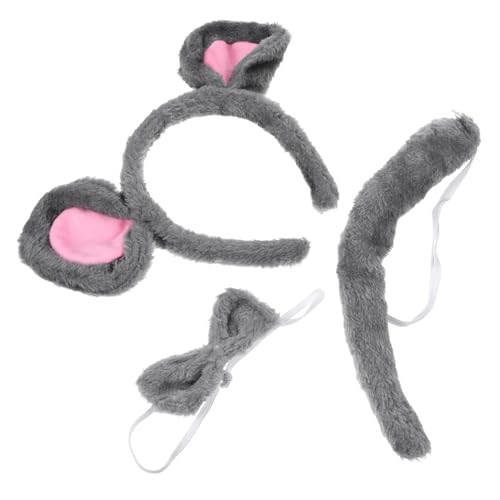 Homoyoyo Niedriges Gewicht Mausohren Stirnband mit und Fliege Weiches Plüschkostüm Set für Halloween Karneval Fasching und Cosplay Bequemes Tier Accessoire für Party und Verkleidung von Homoyoyo