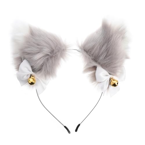 Homoyoyo Plüsch Katzenohren Haarreif mit Goldenen Glocken Party Accessoire für Erwachsene für Halloween und Feste Weich und Tragbar von Homoyoyo
