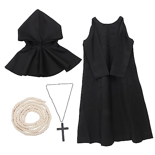 Homoyoyo Priesterkleidung Umhänge Renaissance Mönchskostüm Cosplay Mönchsrobe Kapuzenrobe Halloween Priesterkostüm Herrenkostüm Erwachsene Mittelalter Halloween Renaissance Robe Schwarz von Homoyoyo