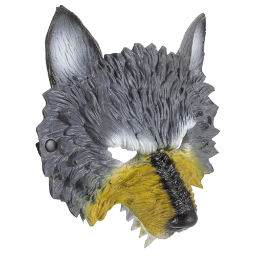 Homoyoyo Realistische Wolf Kopf Maske PU Schaumstoff Halloween Party Masquerade Tiermasken Cosplay Requisit für Damen und Herren Bühnenperformance Bar Kostüm Zubehör von Homoyoyo