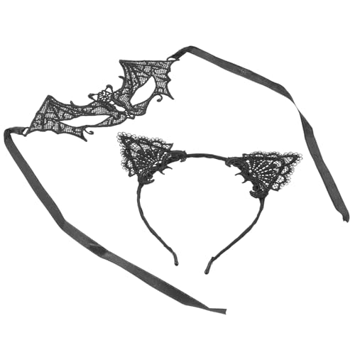 Homoyoyo Schwarzes Spitzen Haarband und Spitzen Augenmaske Halloween Party Dekoration Stilvolles Kopfschmuck Accessoire für Erwachsene und Jugendliche Sicher und für Kostümfeste von Homoyoyo