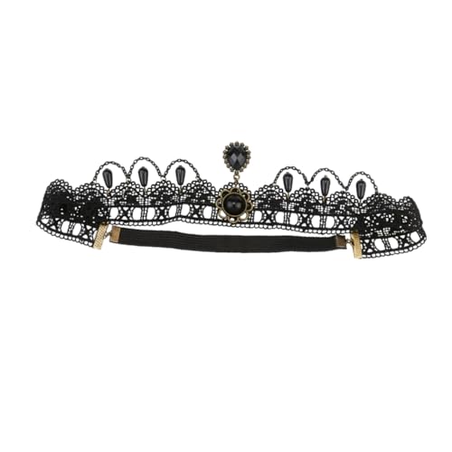 Homoyoyo Schwarzes Spitzen Halloween Stirnband Damen Elastisch Gothic Haarband für Kostümparty Cosplay Festival Bühnenauftritt von Homoyoyo