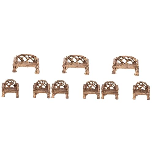 Homoyoyo Set Miniatur Puppenhaus Gartenmöbel - Harz Und Holzstühle Für Feengarten - DIY Bastelprojekte Und Mooslandschaften Perfekte Deko Für Miniaturwelten Und Bonsai von Homoyoyo