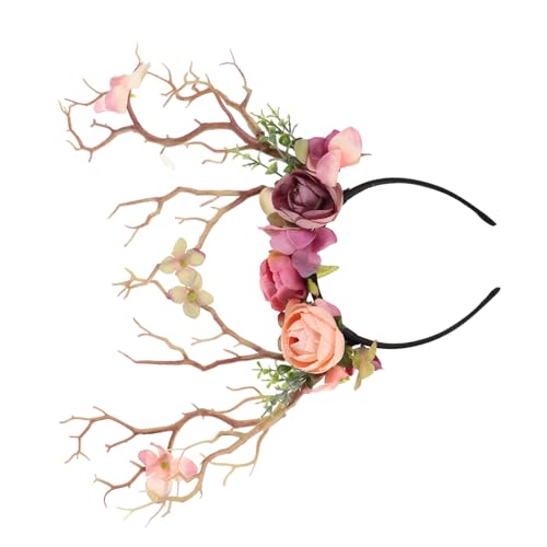 Homoyoyo Simulierte Blumen Zweig haarreifen Naturgetreu Gestaltetes Kopfband mit Künstlichen Blüten und Ästen Leichtes Langlebiges Accessoire für Kostüm Fotoshooting und Festdekoration von Homoyoyo