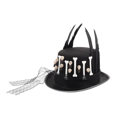 Homoyoyo Steampunk Gothic Skull Party Hut Mütze mit Federn und Spitze Vintage Jazz Flat Top Halloween Kopfbedeckung Schwarzer Festival Hut für Erwachsene Homoyoyo Steampunk Gothic Skull Party Hut Mütze mit Federn und Spitze Vintage Jazz Flat Top Halloween Kopfbedeckung Schwarzer Festival Hut für Erwachsene von Homoyoyo