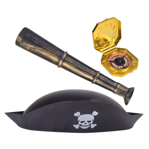 Homoyoyo Teiliges Piratenkostüm mit Hut Fernrohr und Kompass Lustiges Karneval Zubehör für Kindergeburtstag und Piratenparty Leichtes Cosplay Accessoire für Fantasievolles Rollenspiel Homoyoyo Teiliges Piratenkostüm mit Hut Fernrohr und Kompass Lustiges Karneval Zubehör für Kindergeburtstag und Piratenparty Leichtes Cosplay Accessoire für Fantasievolles Rollenspiel von Homoyoyo