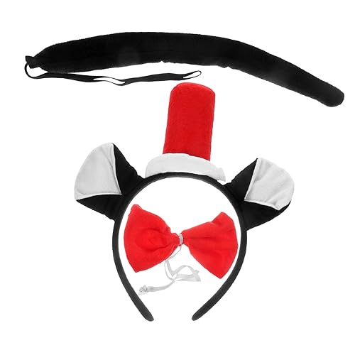 Homoyoyo Tierisches Katzenkostüm Set mit Schwarzem Katzenohren Stirnband Rotem Hut und Schleife Bequemes Cosplay Zubehör für Halloween Fasching Party und Bühnenauftritte Homoyoyo Tierisches Katzenkostüm Set mit Schwarzem Katzenohren Stirnband Rotem Hut und Schleife Bequemes Cosplay Zubehör für Halloween Fasching Party und Bühnenauftritte von Homoyoyo
