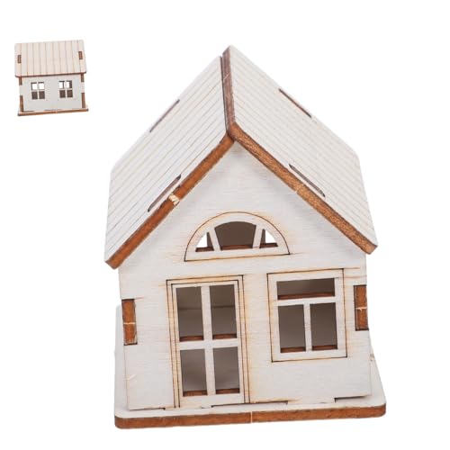 Homoyoyo Unfertiges Holzmodell DIY Kleines Holzhaus Bausatz Natürliche Holzstruktur Glatte Oberfläche Gartenhaus Bastelset Weihnachtsdekoration Langlebiges Puzzle für Tisch und Heimdeko von Homoyoyo