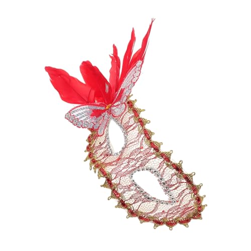 Homoyoyo Venezianische Federmaske Karneval-cosplay-kostüm Abschlussball Maske Venezianische Maske Frauen Maskerade-halbgesichtsbrille Halbmaske Halloween-maske Karneval-pfau Spitze Rot Homoyoyo Venezianische Federmaske Karneval-cosplay-kostüm Abschlussball Maske Venezianische Maske Frauen Maskerade-halbgesichtsbrille Halbmaske Halloween-maske Karneval-pfau Spitze Rot von Homoyoyo