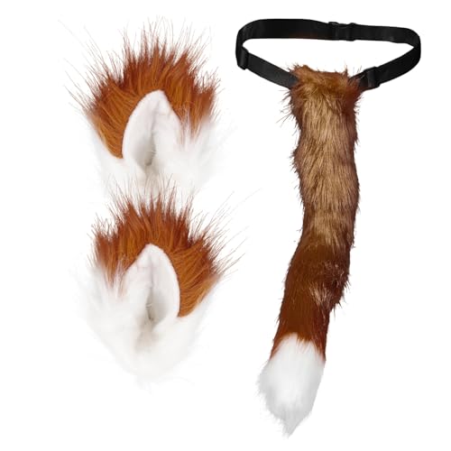 Homoyoyo Verstellbares Fuchsohren Stirnband und Pelziger Fuchsschwanz Langlebige Plüsch Cosplay Accessoires für Karneval Fasching und Kostümpartys Einfach zu Tragen und Vielseitig von Homoyoyo