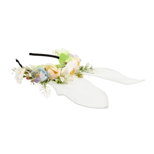 Homoyoyo Verstellbares Hasenohren Haarreif mit Blüten Leichtes Party accessoire für Erwachsene und Komfortabler Stirnband für Kostüme Bühnenauftritte und Karneval von Homoyoyo