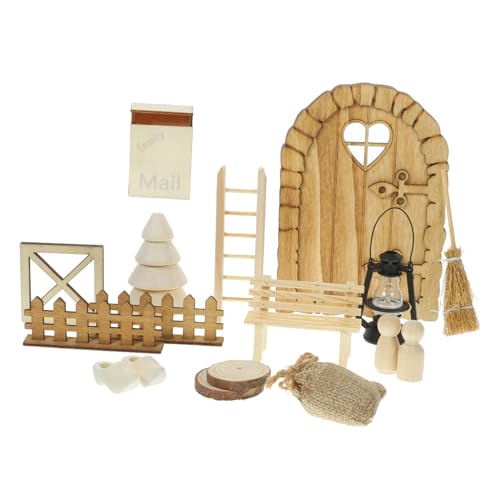 Homoyoyo Weihnachtliche Miniatur Haustür Deko mit Miniatur Weihnachtsbaum Realistische Farbgestaltung Kindgerecht Kreative Bastelaccessoires für Festliche Tischdeko von Homoyoyo