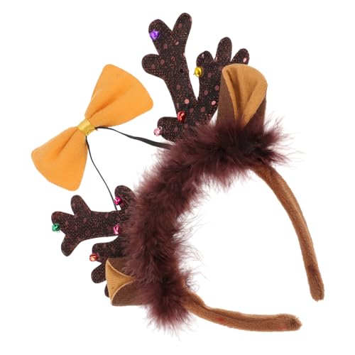 Homoyoyo Weihnachtliches Elchgeweih Stirnband mit Schleife Leichtes Xmas Haarreif Festlicher Kopfschmuck für Party Foto Requisit und Vielseitige Weihnachtsdekoration von Homoyoyo