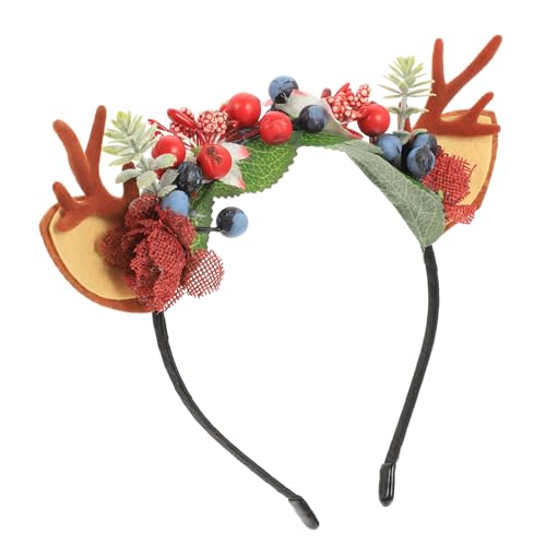 Homoyoyo Weihnachtliches Rentiergeweih Stirnband Leichtes Party Haarreif mit Beeren Haarschmuck für Festliche Kostüme und Spiel Weihnachten Zubehör von Homoyoyo