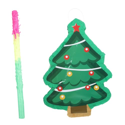 Homoyoyo Weihnachtsbaum Piñata mit Schlagstab Hängende Party Deko Spaßspiel für Erwachsene Weihnachtsfeier Zubehör Thema Pinata für Festliche Events von Homoyoyo