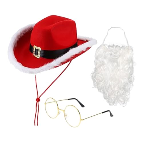 Homoyoyo Weihnachtsmann Cosplay Teilig Santa Mütze Bart Brille Weihnachtsmütze für Erwachsene und Weicher Langlebiger Xmas Party Deko und Kostüm Zubehör von Homoyoyo
